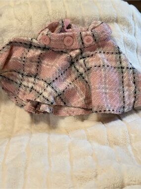 VINTAGE Kenneth Cole Pink Plaid Tweed Kid's 2T Cape with Button Neck